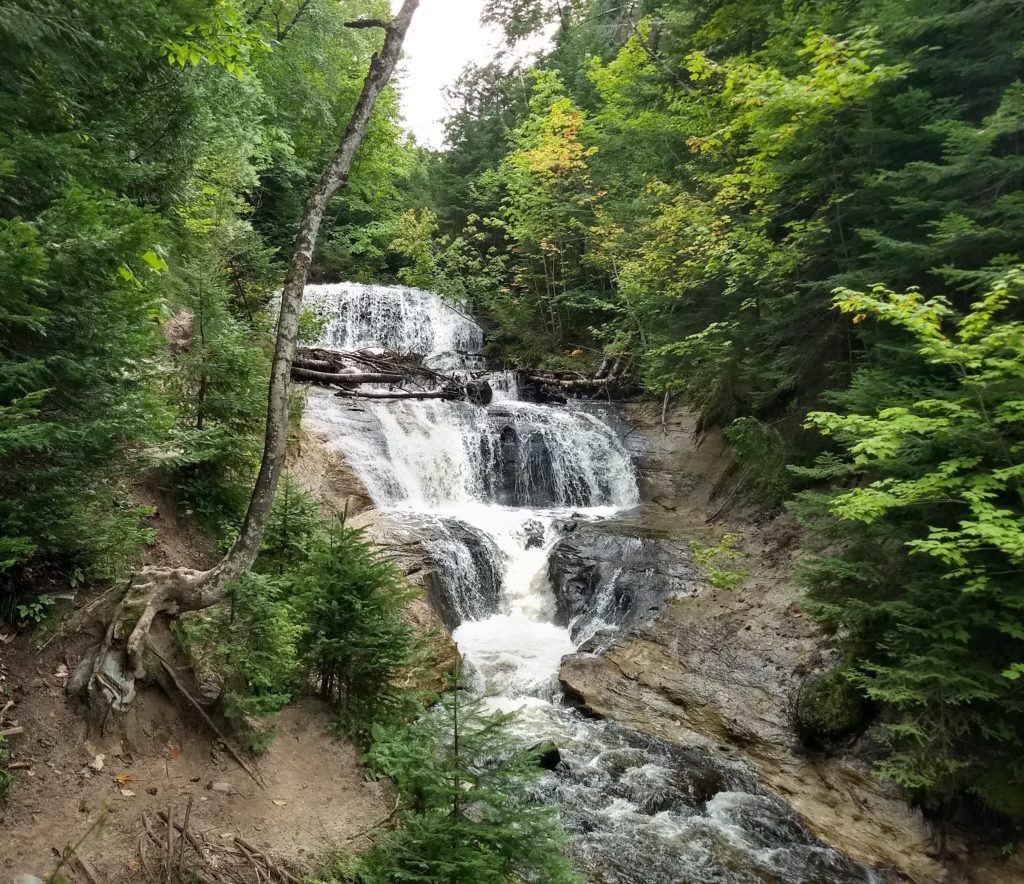 2018 Michigan UP - part 2, Grand Marais waterfalls, logging, questions ...