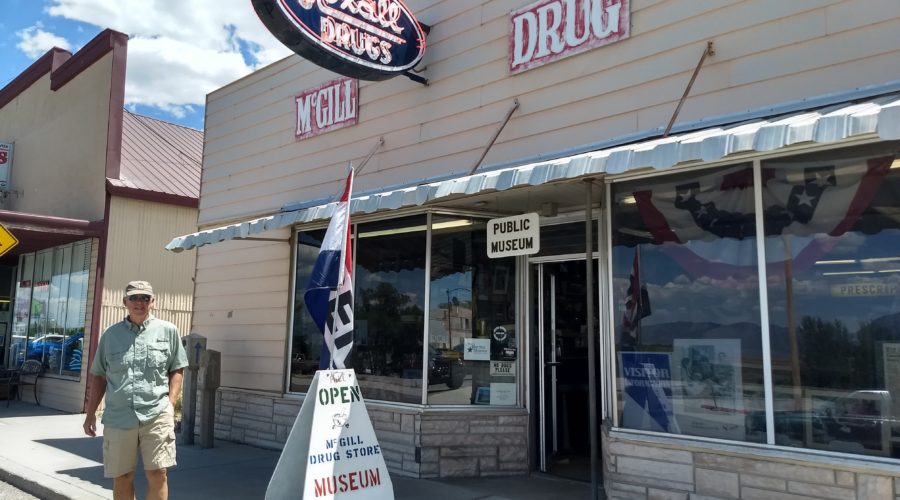 2019 loneliest road – part 19, McGill: a drug store must-see, lemonade, and a spring-fed swimming hole