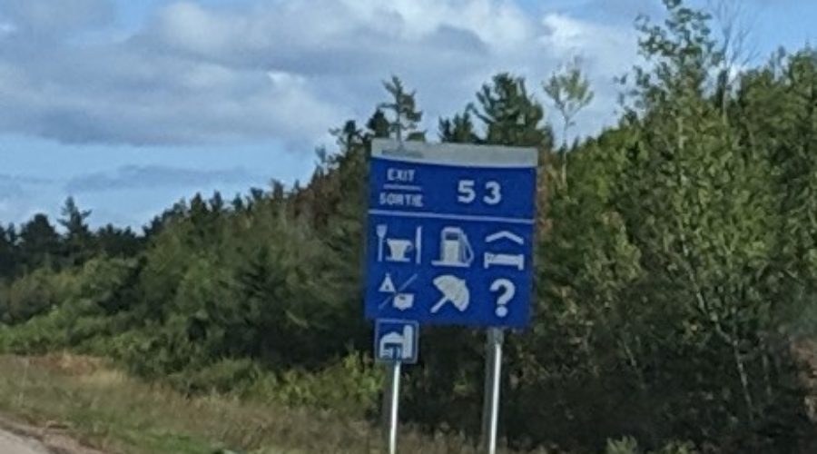 2019 New Brunswick – part 19, why “new,” an unusual food, more picture signs